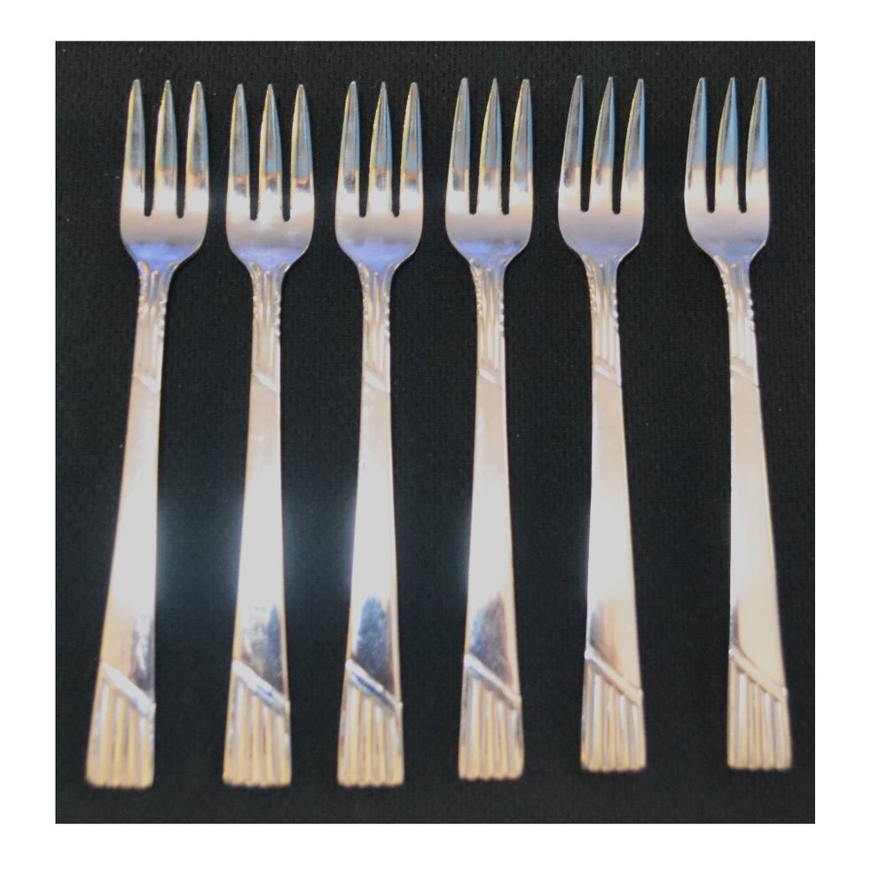 Vintage Dorzel Stainless Shrimp/Condiment Forks By Hull Made In Japan Set Of 6